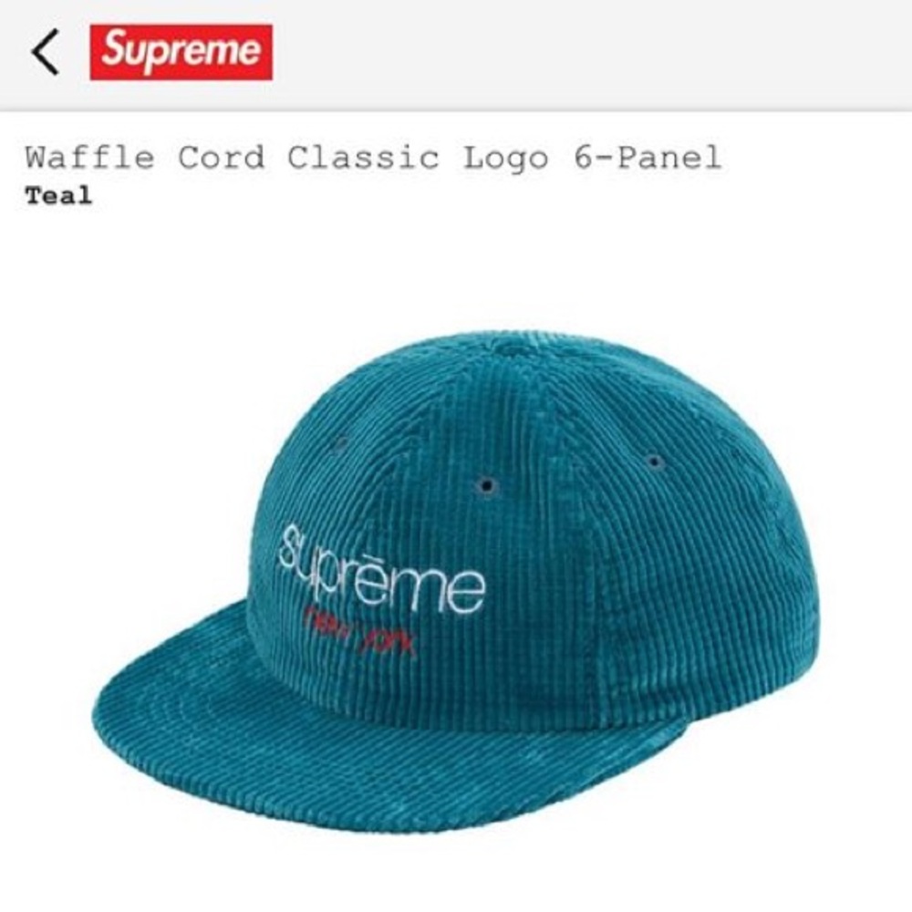 Supreme waffle cord classic logo 6-panel hat